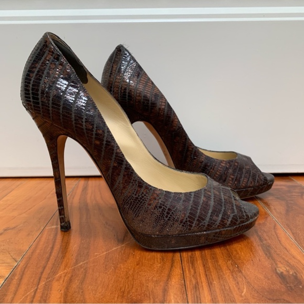 Jimmy Choo Brown Peep Toe Heels